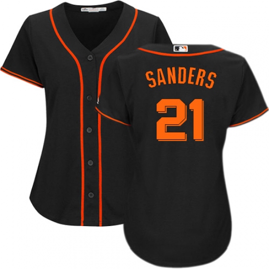 Women's Majestic San Francisco Giants #21 Deion Sanders Replica Black Alternate Cool Base MLB Jersey - Ujersey