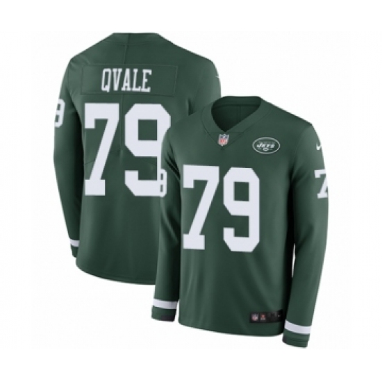 Youth Nike New York Jets #79 Brent Qvale Limited Green Therma Long Sleeve NFL Jersey - Ujersey