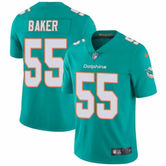 Youth Nike Miami Dolphins #55 Jerome Baker Aqua Green Team Color Vapor Untouchable Limited Player NFL Jersey - Ujersey
