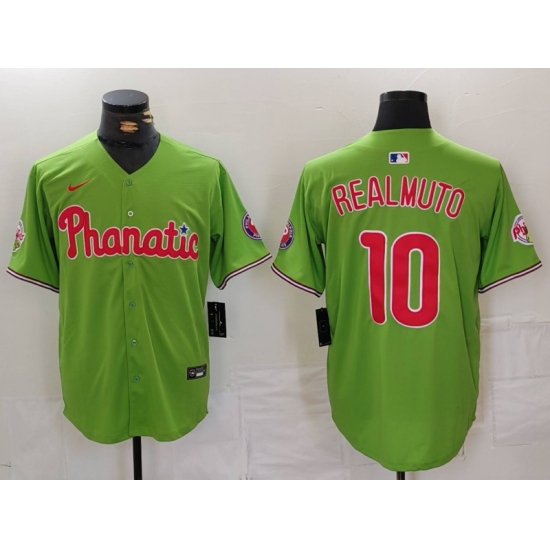 Men's Philadelphia Phillies #10 JT Realmuto Green With Stitched Cool Base Nike Jersey - Ujersey