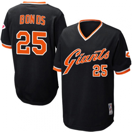 Men's Mitchell and Ness San Francisco Giants #25 Barry Bonds Authentic Black Throwback MLB Jersey - Ujersey