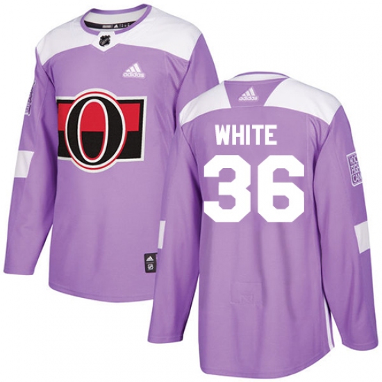 Men's Adidas Ottawa Senators #36 Colin White Purple Authentic Fights Cancer Stitched NHL Jersey - Ujersey