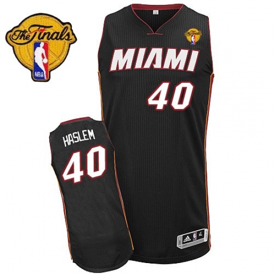 Men's Adidas Miami Heat #40 Udonis Haslem Authentic Black Road Finals Patch NBA Jersey - Ujersey