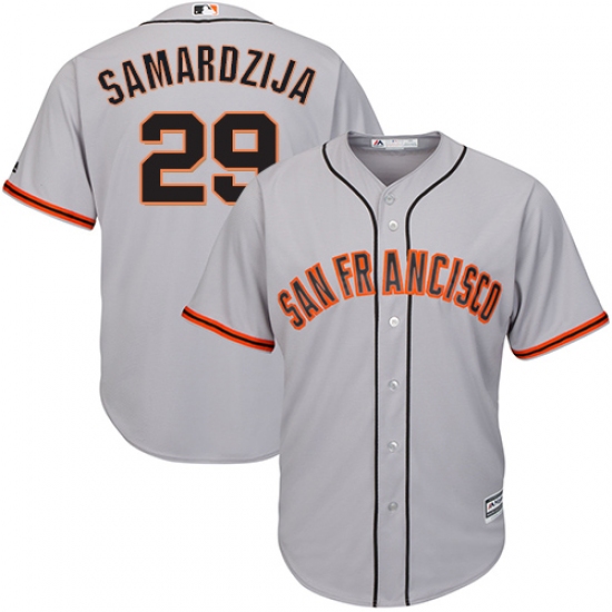 Men's Majestic San Francisco Giants #29 Jeff Samardzija Replica Grey Road Cool Base MLB Jersey - Ujersey