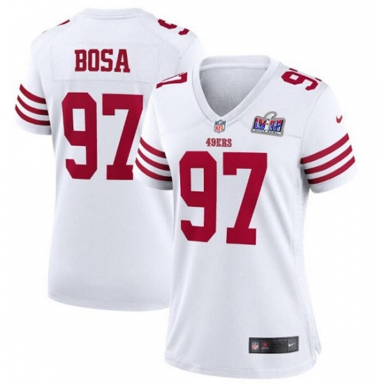 Women's San Francisco 49ers #97 Nick Bosa White 2023 F U S E Vapor Untouchable Limited Stitched Football 2024 Super Bowl LVIII Jersey - Ujersey