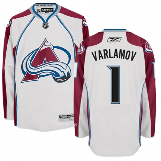 Men's Reebok Colorado Avalanche #1 Semyon Varlamov Authentic White Away NHL Jersey - Ujersey