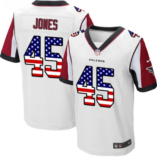 Men's Nike Atlanta Falcons #45 Deion Jones Elite White Road USA Flag Fashion NFL Jersey - ujerseystore