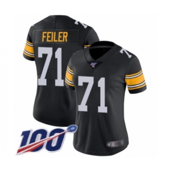 Women's Pittsburgh Steelers #71 Matt Feiler Black Alternate Vapor Untouchable Limited Player 100th Season Football Jersey - Ujersey