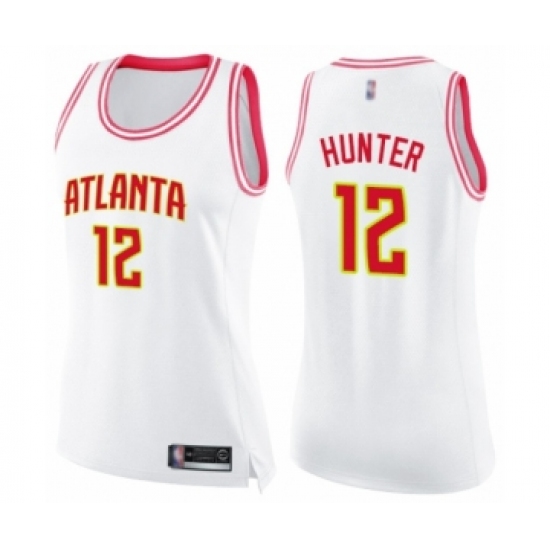 Women's Atlanta Hawks #12 De'Andre Hunter Swingman White Pink Fashion Basketball Jersey - Ujersey