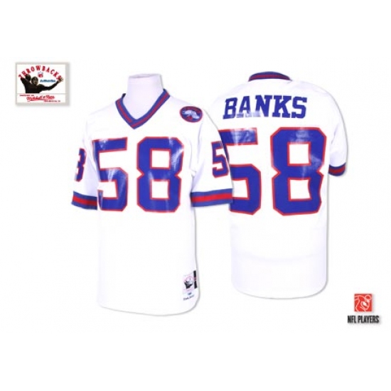 Mitchell and Ness New York Giants #58 Carl Banks White Authentic Throwback NFL Jersey - Ujersey