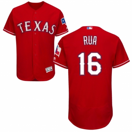 Men's Majestic Texas Rangers #16 Ryan Rua Red Alternate Flex Base Authentic Collection MLB Jersey - Ujersey