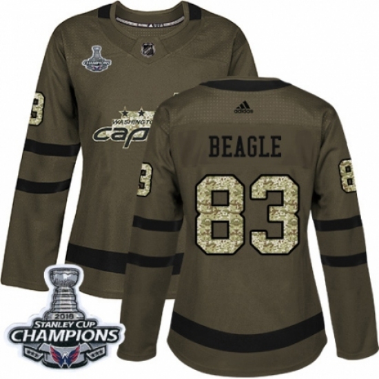 Women's Adidas Washington Capitals #83 Jay Beagle Authentic Green Salute to Service 2018 Stanley Cup Final Champions NHL Jersey - Ujersey