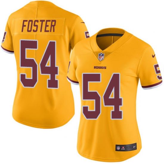 Women's Nike Washington Redskins #54 Mason Foster Limited Gold Rush Vapor Untouchable NFL Jersey