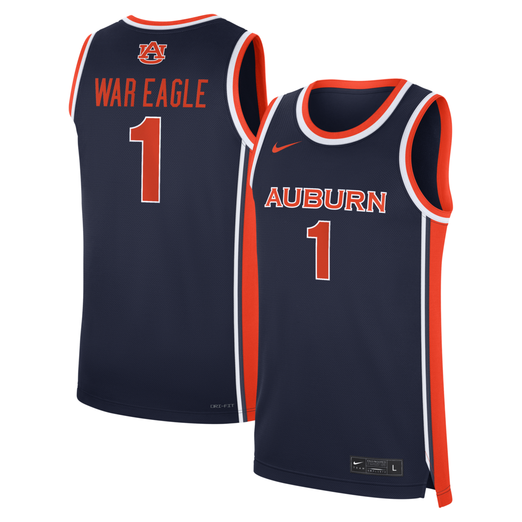 Men's Nike Navy Auburn Tigers #1 Road War Eagle Replica Basketball Jersey - U-jersey