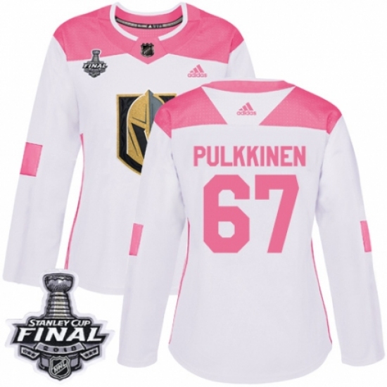Women's Adidas Vegas Golden Knights #67 Teemu Pulkkinen Authentic White/Pink Fashion 2018 Stanley Cup Final NHL Jersey