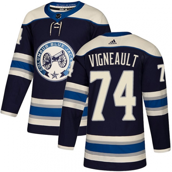 Men's Adidas Columbus Blue Jackets #74 Sam Vigneault Authentic Navy Blue Alternate NHL Jersey - Ujersey