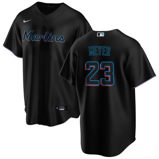 Men's Miami Marlins #23 Max Meyer Black Cool Base Stitched Baseball Jersey - Ujersey