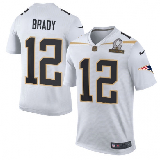 Men's Nike New England Patriots #12 Tom Brady Elite White Team Rice 2016 Pro Bowl NFL Jersey - Ujersey