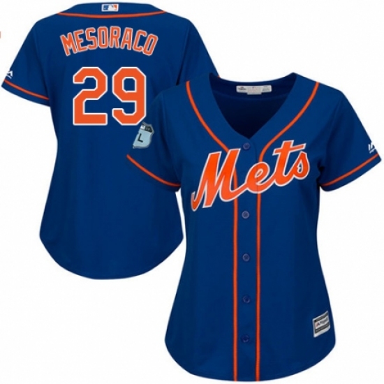 Women's Majestic New York Mets #29 Devin Mesoraco Authentic Royal Blue Alternate Home Cool Base MLB Jersey - Ujersey