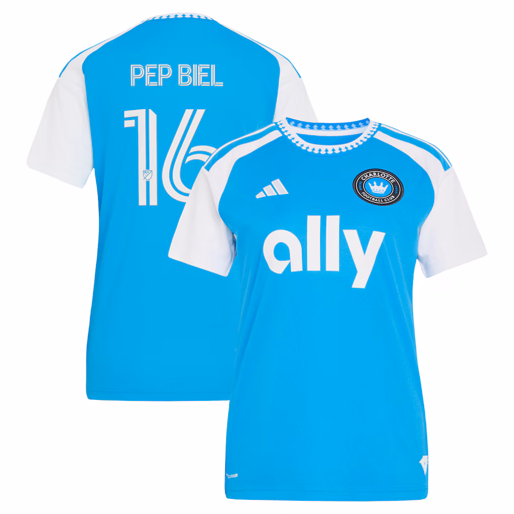 Women's Charlotte FC Pep Biel adidas Blue 2026 Carolina Kit: Crowns Up Replica Jersey