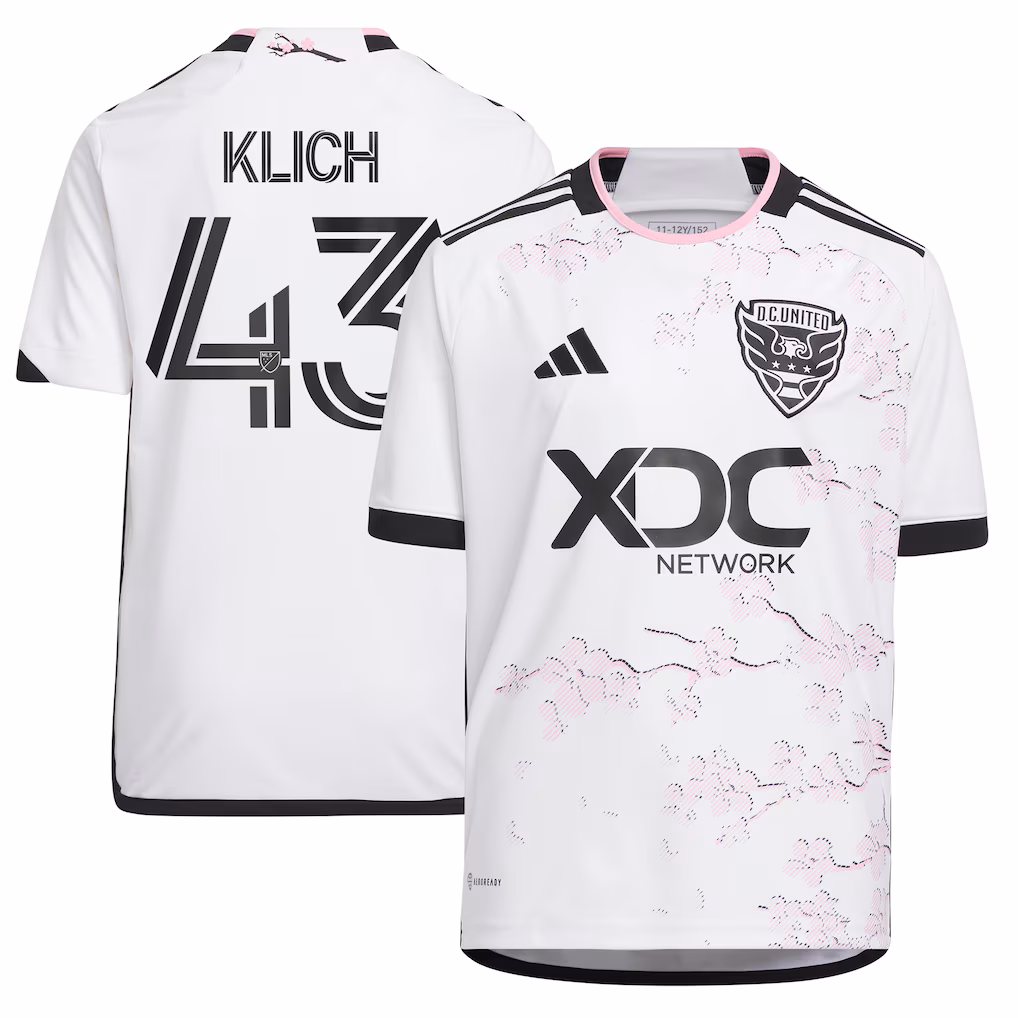 Youth D.C. United Mateusz Klich adidas White 2023 The Cherry Blossom Kit Replica Player Jersey - ujerseystore