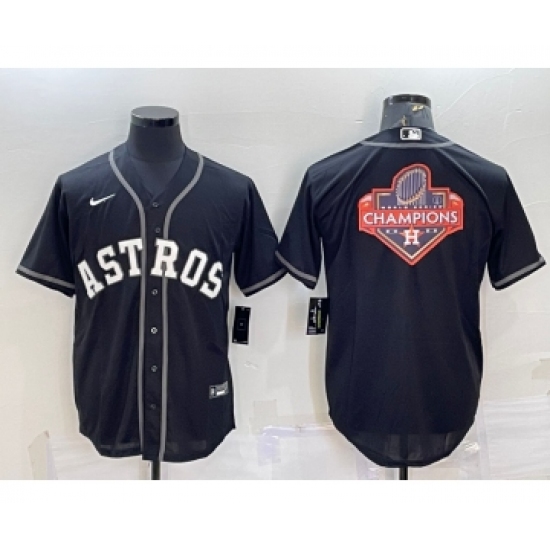Men's Houston Astros Black Champions Big Logo Stitched MLB Cool Base Nike Jersey - Ujersey