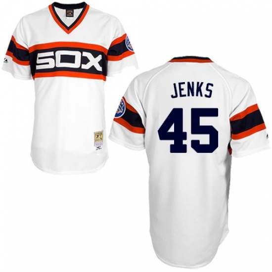 Men's Mitchell and Ness 1983 Chicago White Sox #45 Bobby Jenks Authentic White Throwback MLB Jersey - Ujersey