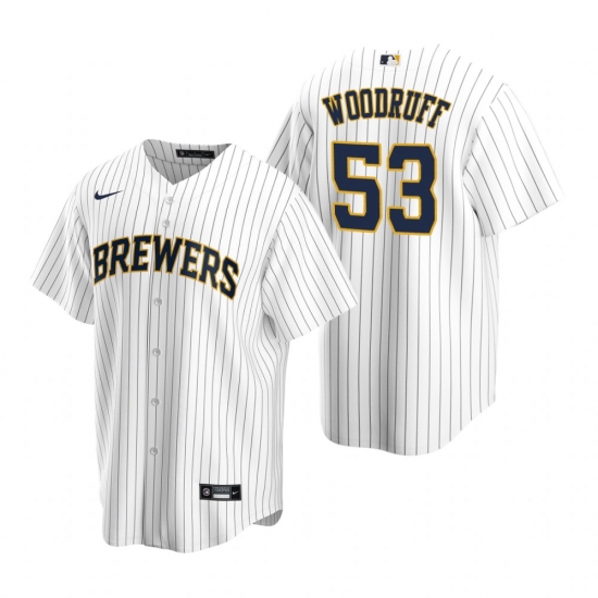 Men's Nike Milwaukee Brewers #53 Brandon Woodruff White Alternate Stitched Baseball Jersey - Ujersey