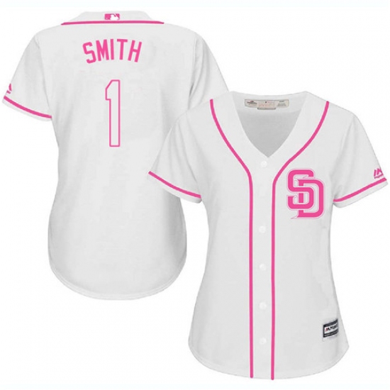 Women's Majestic San Diego Padres #1 Ozzie Smith Replica White Fashion Cool Base MLB Jersey - Ujersey