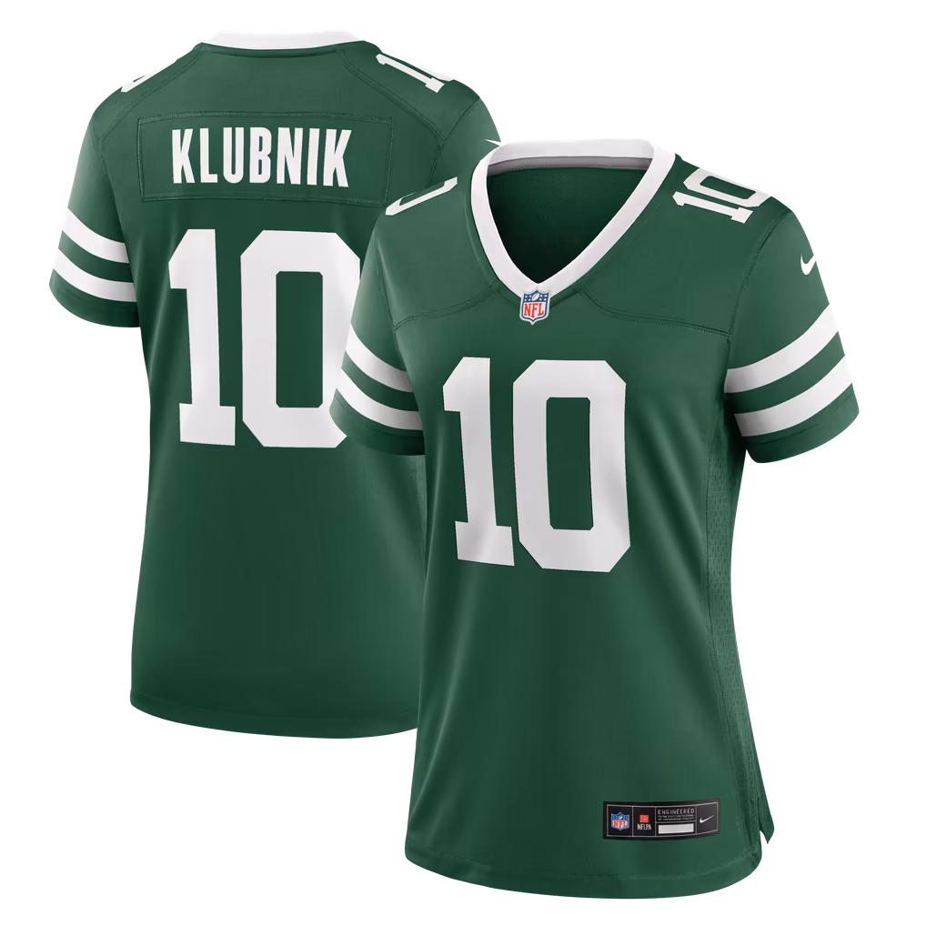Women's New York Jets Cade Klubnik Nike Legacy Green Team Game Jersey - U-jersey