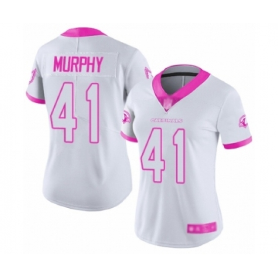 Women's Arizona Cardinals #41 Byron Murphy Limited White Pink Rush Fashion Football Jersey - Ujersey