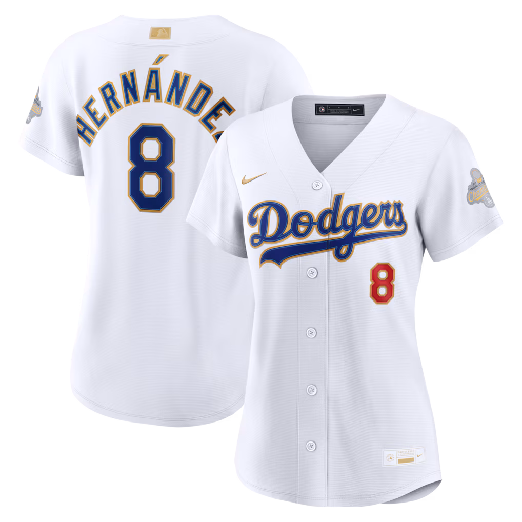 Women's Los Angeles Dodgers Enrique Hernández Nike White 2026 Gold Collection Stadium Jersey - Ujersey
