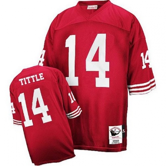 Mitchell and Ness San Francisco 49ers #14 Y.A. Tittle Authentic Red Throwback NFL Jersey - Ujersey