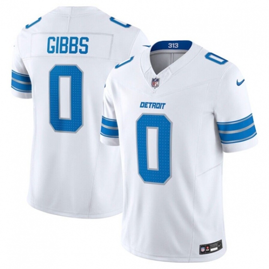 Men's Detroit Lions #0 Jahymr Gibbs White 2025 F.U.S.E. Vapor Limited Football Stitched Jersey - Ujersey