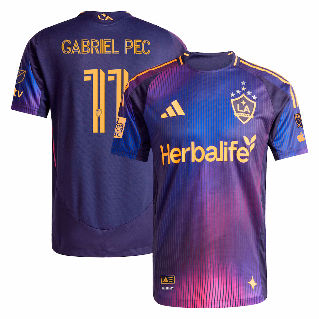 Men's LA Galaxy Gabriel Pec adidas Navy 2025 RIZON On-Field Authentic Jersey - Ujersey NHL