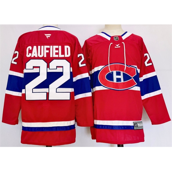 Men's Montreal Canadiens #22 Cole Caufield Red 2024-25 Stitched Jersey - Ujersey