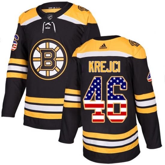 Men's Adidas Boston Bruins #46 David Krejci Authentic Black USA Flag Fashion NHL Jersey - Ujersey