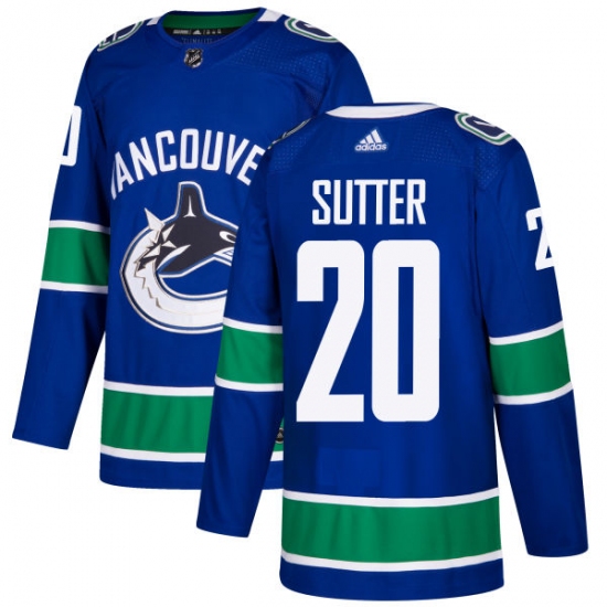 Men's Adidas Vancouver Canucks #20 Brandon Sutter Premier Blue Home NHL Jersey - Ujersey