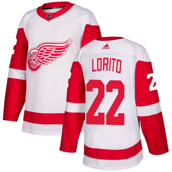 Men's Adidas Detroit Red Wings #22 Matthew Lorito Authentic White Away NHL Jersey - Ujersey