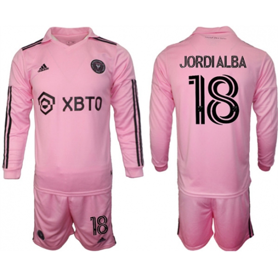 Men's Inter Miami CF #18 Jordialba 2023-24 Pink Home Soccer Jersey Suit - Ujersey