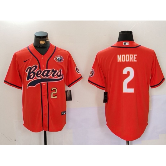 Men's Chicago Bears #2 DJ Moore Orange Throwback With Cool Base Stitched Baseball Jerseys - Ujersey