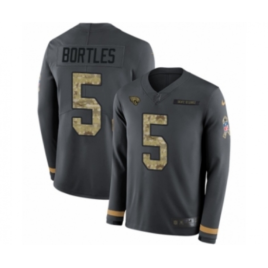 Youth Nike Jacksonville Jaguars #5 Blake Bortles Limited Black Salute to Service Therma Long Sleeve NFL Jersey - Ujersey
