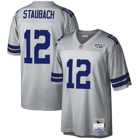 Men's Dallas Cowboys #12 Roger Staubach Mitchell & Ness Platinum NFL 100 Retired Player Legacy Jersey - Ujersey