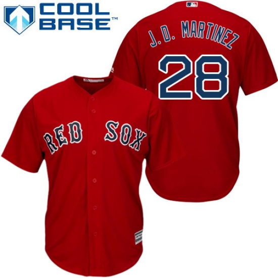 Men's Majestic Boston Red Sox #28 J. D. Martinez Replica Red Alternate Home Cool Base MLB Jersey - Ujersey