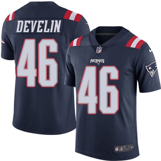 Men's Nike New England Patriots #46 James Develin Limited Navy Blue Rush Vapor Untouchable NFL Jersey - Ujersey