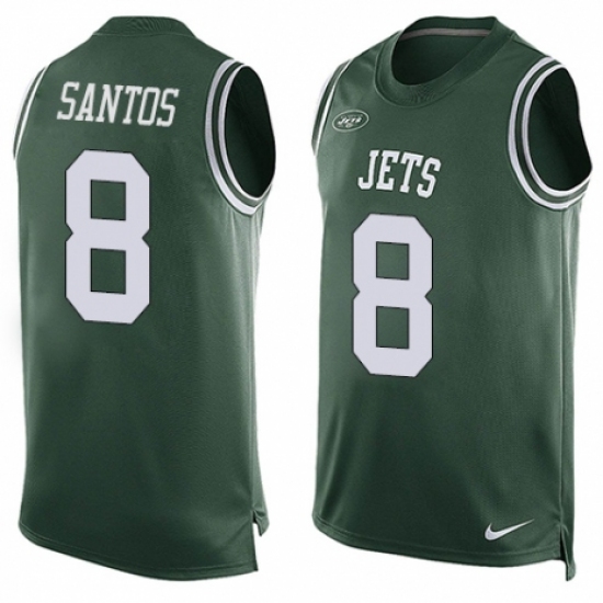 Men's Nike New York Jets #8 Cairo Santos Limited Green Player Name & Number Tank Top NFL Jersey - Ujersey