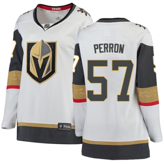 Women's Vegas Golden Knights #57 David Perron Authentic White Away Fanatics Branded Breakaway NHL Jersey - Ujersey