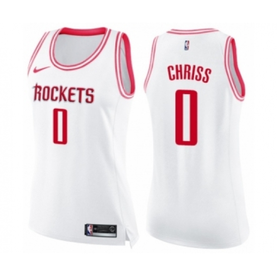 Women's Nike Houston Rockets #0 Marquese Chriss Swingman White Pink Fashion NBA Jersey - Ujersey