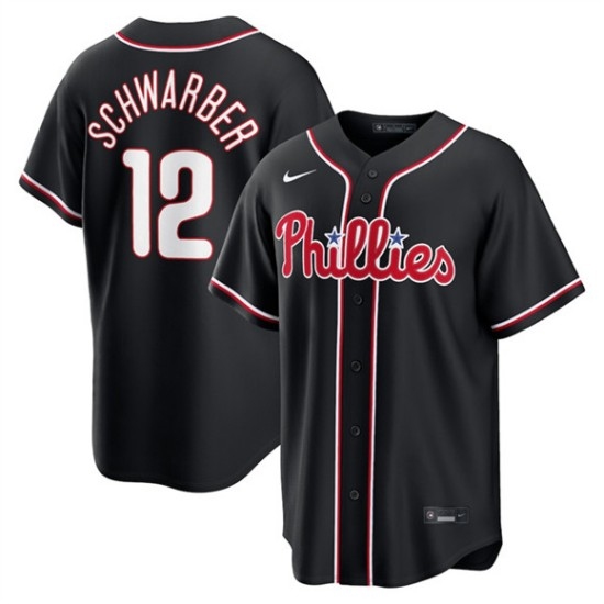 Men's Philadelphia Phillies #12 Kyle Schwarber Fashion Black Out Stitched Baseball Jersey - Ujersey