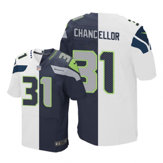 Men's Nike Seattle Seahawks #31 Kam Chancellor Elite Navy/White Split Fashion NFL Jersey - Ujersey